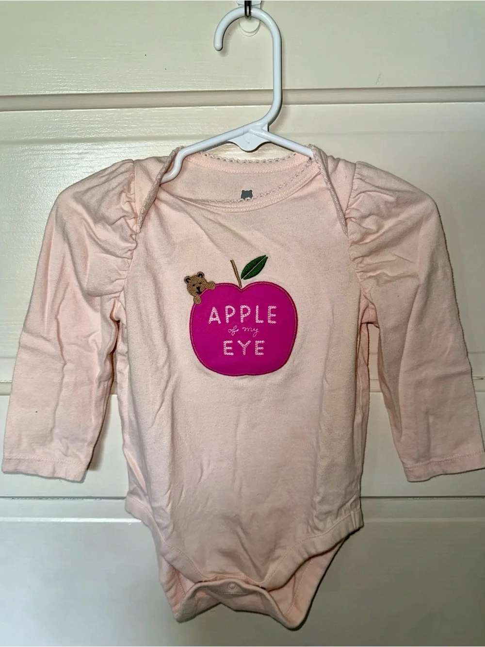 Baby Gap 6-12M Girls Pink 'Apple of My Eye' Long-Sleeve Onesie